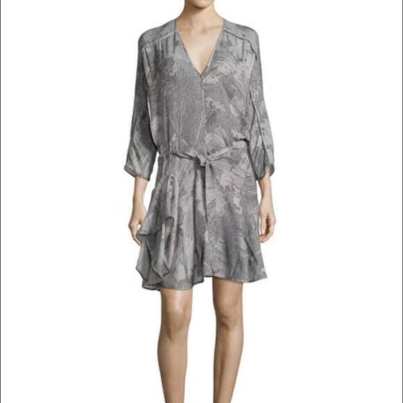 Halston Heritage Dresses & Skirts - HALSTON HERITAGE silver gray long sleeve ruffle mini dress